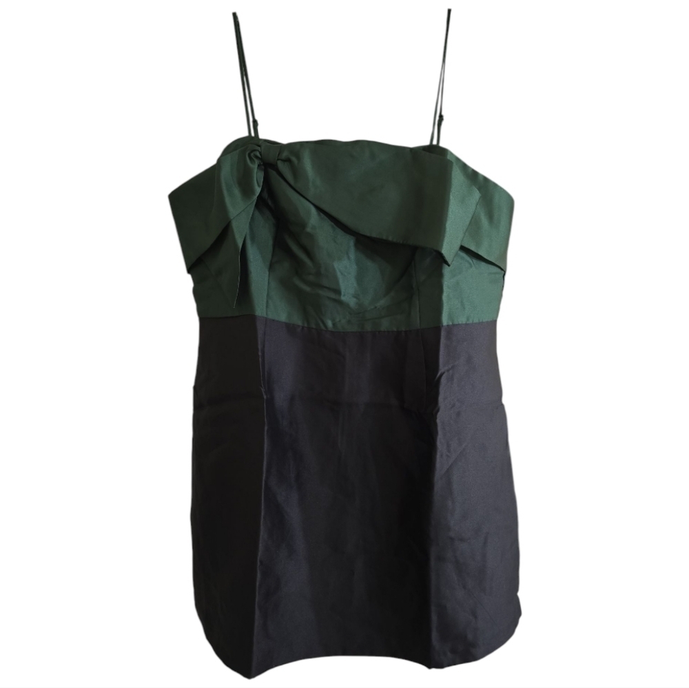 NWT Hutch For Free People Serena Bow Mini Dress 20W Green Black - Picture 5 of 12